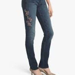 WHBM White House Black Market The Slim Floral Sequin Jeans Size 8